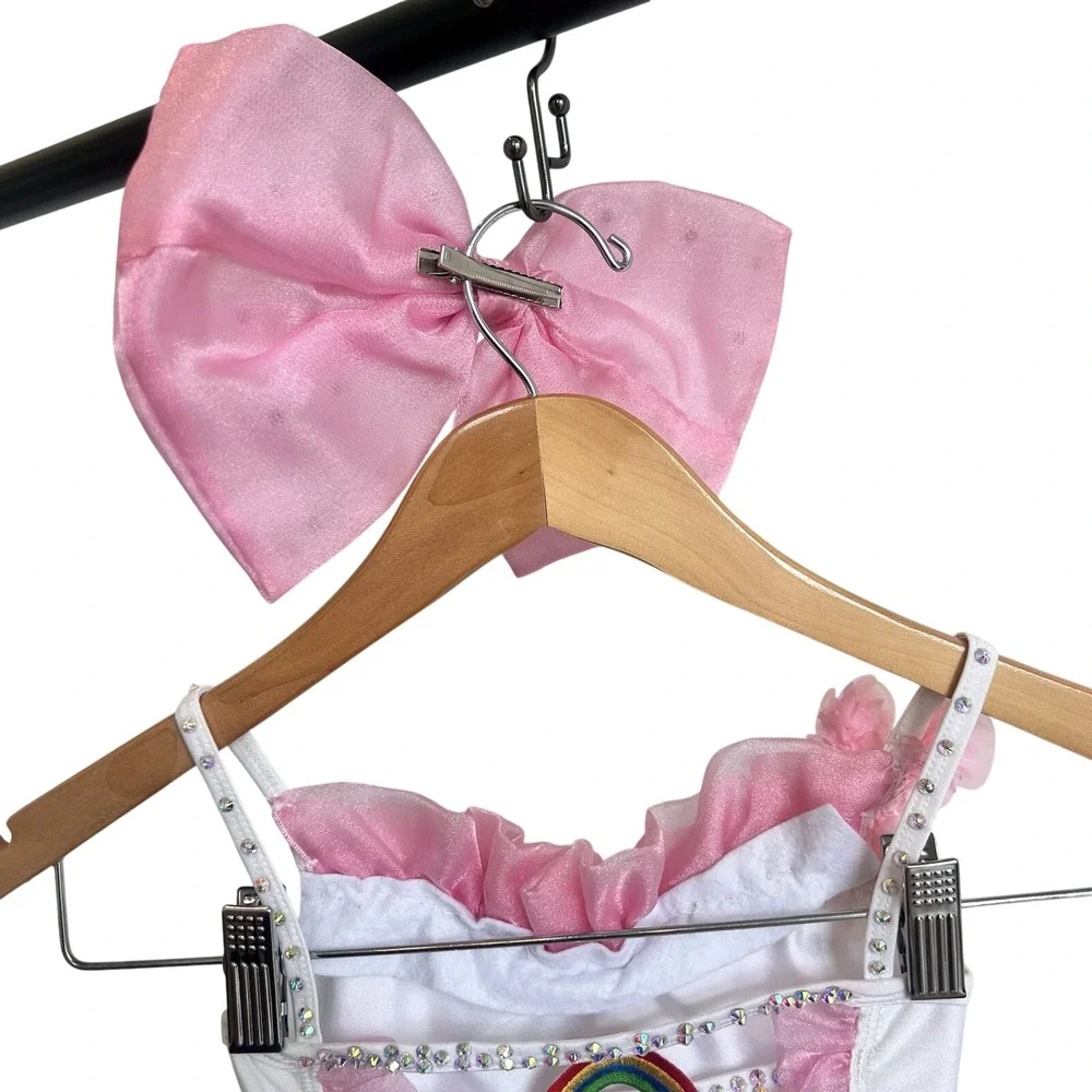LA Designs Solo Rhinestone Pink Rainbow Dance Costume Child Medium Convention